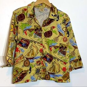 EUC Sportelle‎ Shirt Jacket South Pacific Motif